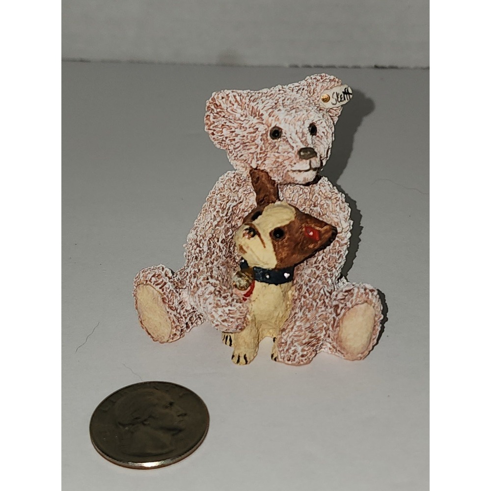 Steiff mini Ceramic Teddy Bear Rose Bully Collectible Figure